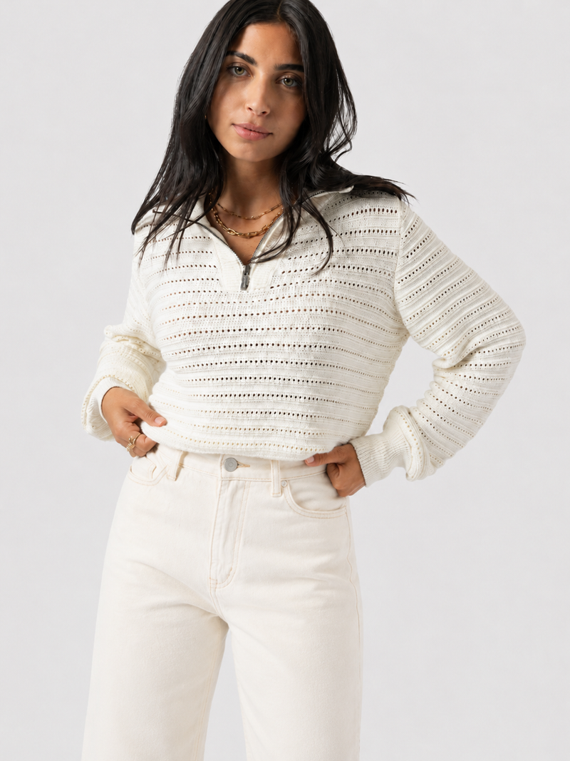 Ester Quarter Zip Knit - Cream
