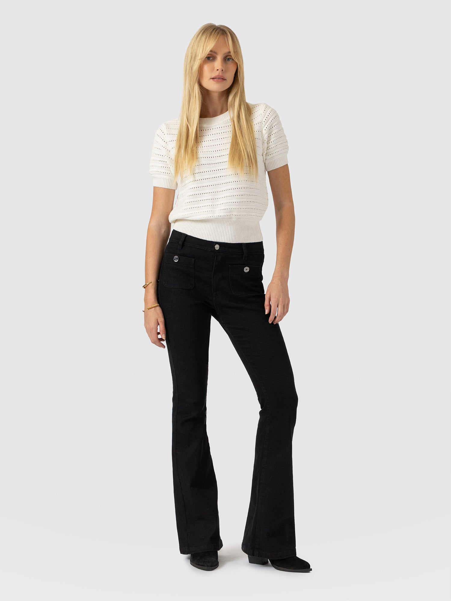 Bowie Stretch Flare Jeans - Black
