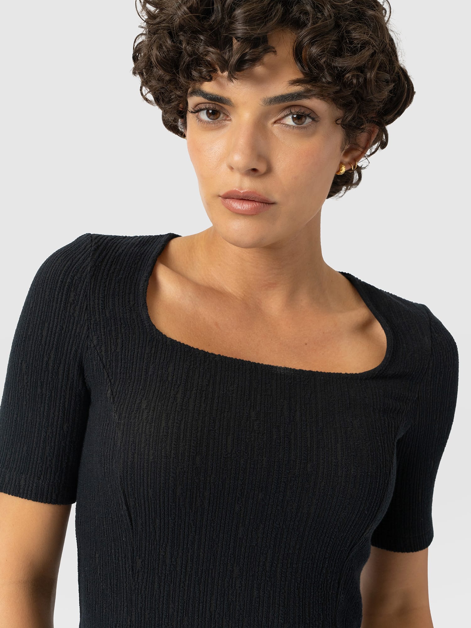 Akia Short Sleeve Tee - Black Textured
