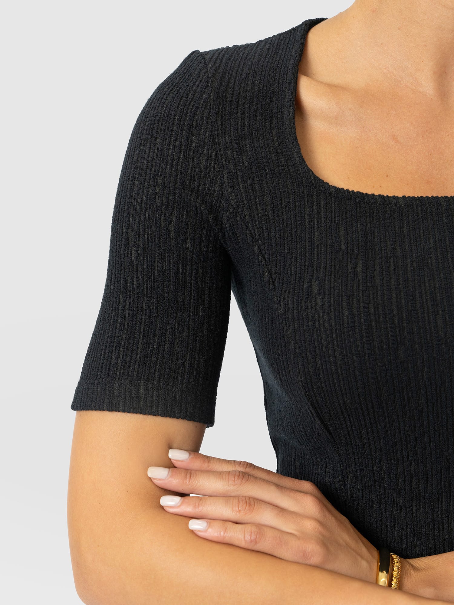 Akia Short Sleeve Tee - Black Textured