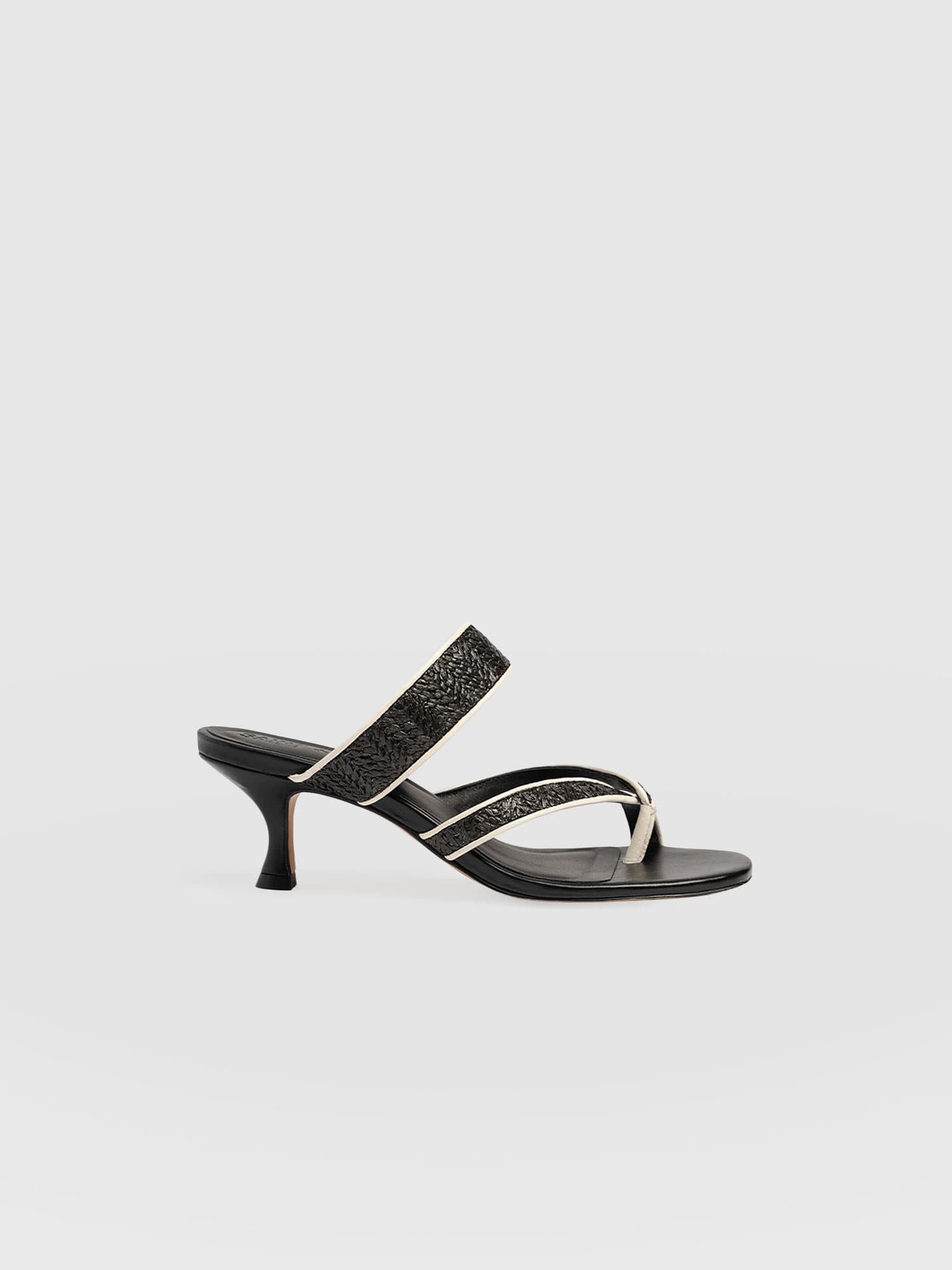 Adaline Toe Post Heels - Black Raffia - Women's Shoes | Saint + Sofia® USA