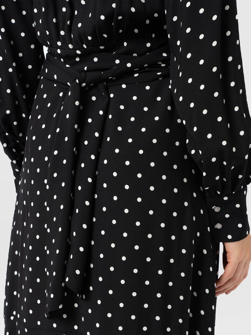 Adaline Zip Up Dress - Black Polka Dot - Women's Dresses | Saint + Sofia® USA