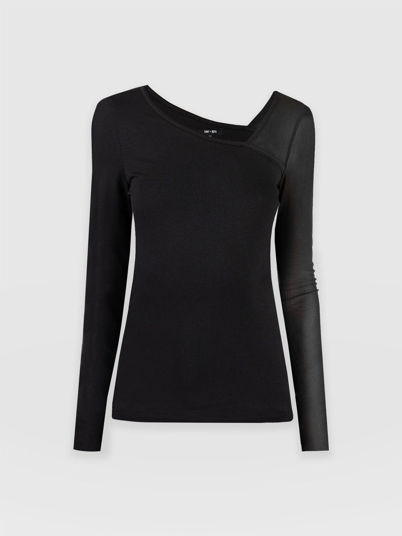 Aimee Cut Out Long Sleeve Tee Black - Women's T-Shirts | Saint + Sofia® USA