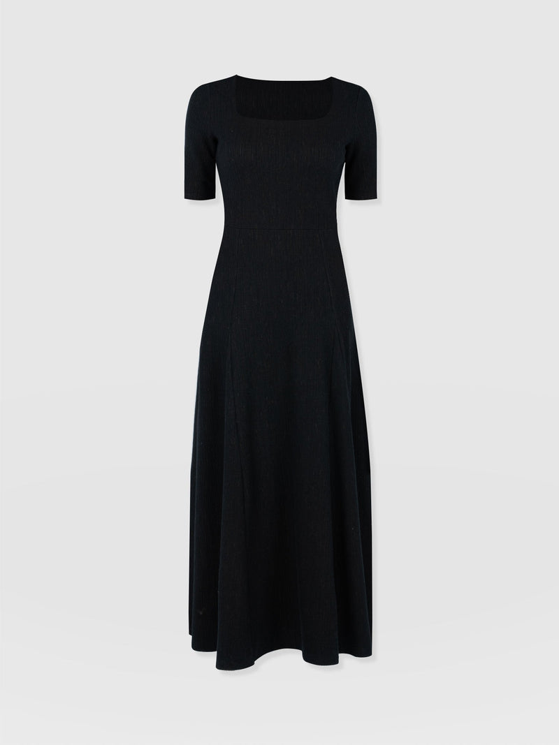 Akia Short Sleeve Dress - Black Textured - Women's Dresss | Saint + Sofia® USA