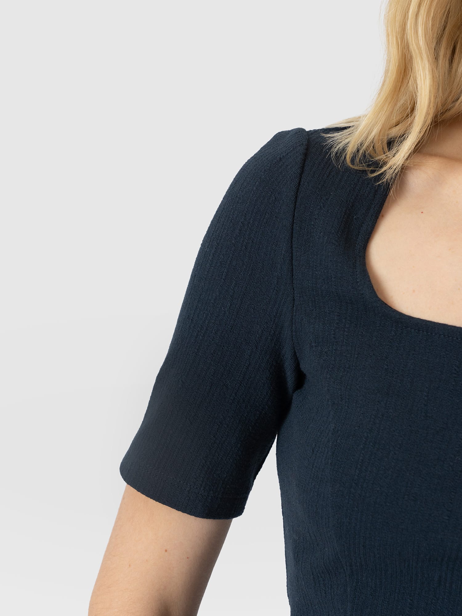Akia Short Sleeve Tee - Navy Textured - Women's T-shirts | Saint and Sofia® USA