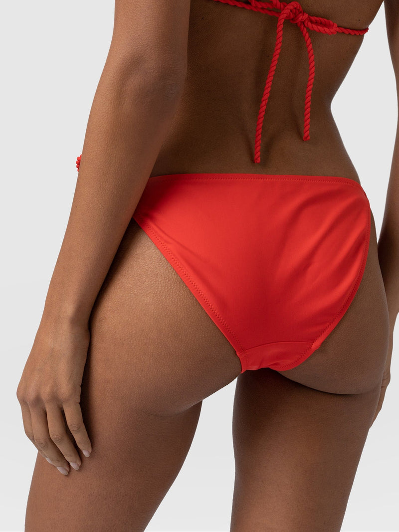 Alba Tie Side Bikini Bottom Red - Women's Swimwear | Saint + Sofia® USA