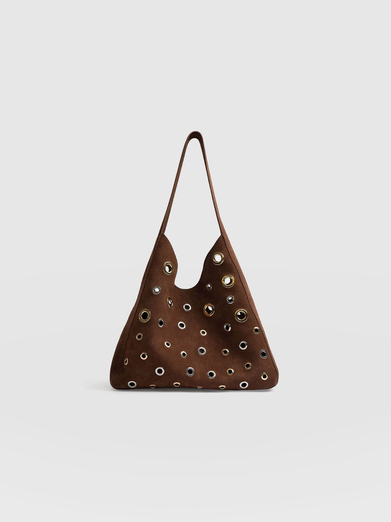 Allana Eyelet Bag - Coffee Suede - Women's Handbags | Saint + Sofia® USA