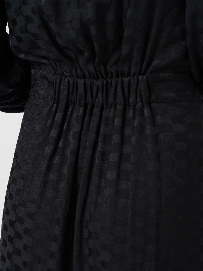 Allegra V Neck Dress - Black Jacquard - Women's Dresses | Saint + Sofia® USA