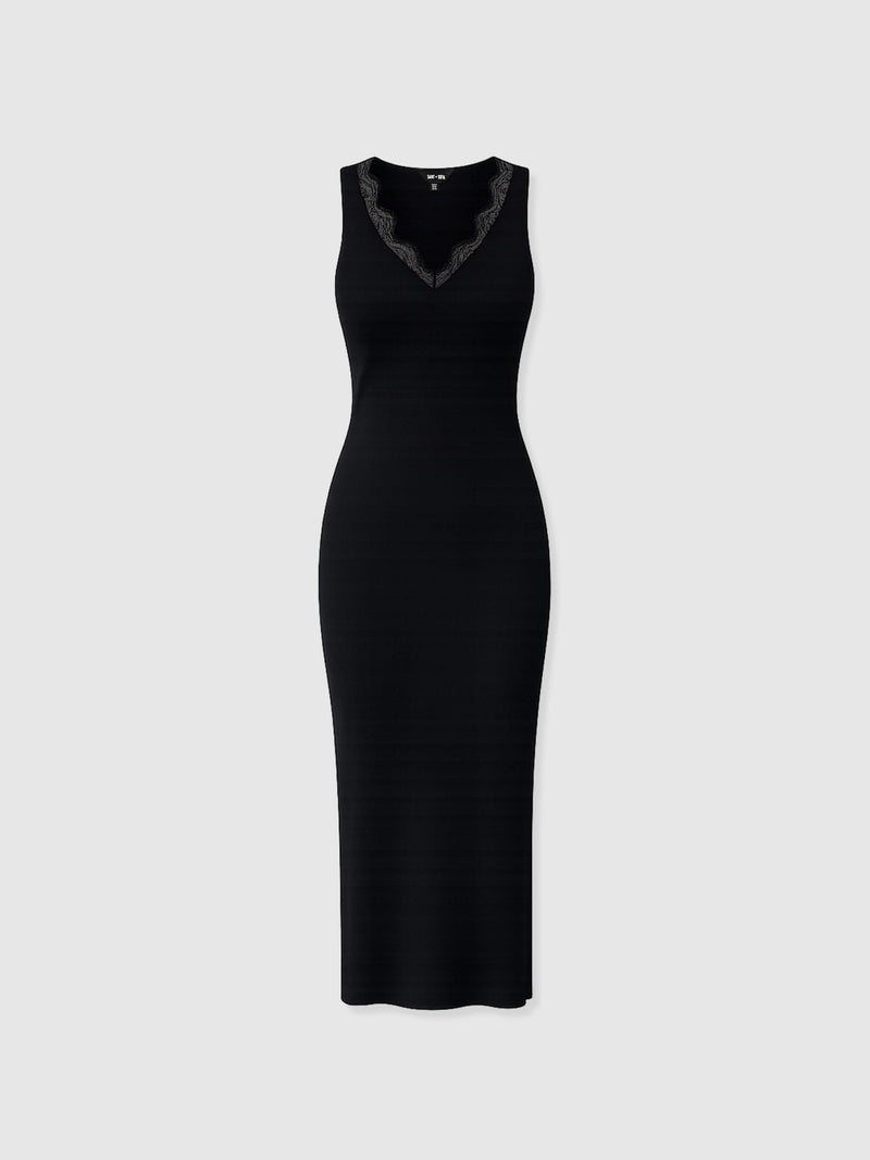 Andie Sleeveless V Neck Dress - Black Lace - Women's Dresses | Saint + Sofia® USA