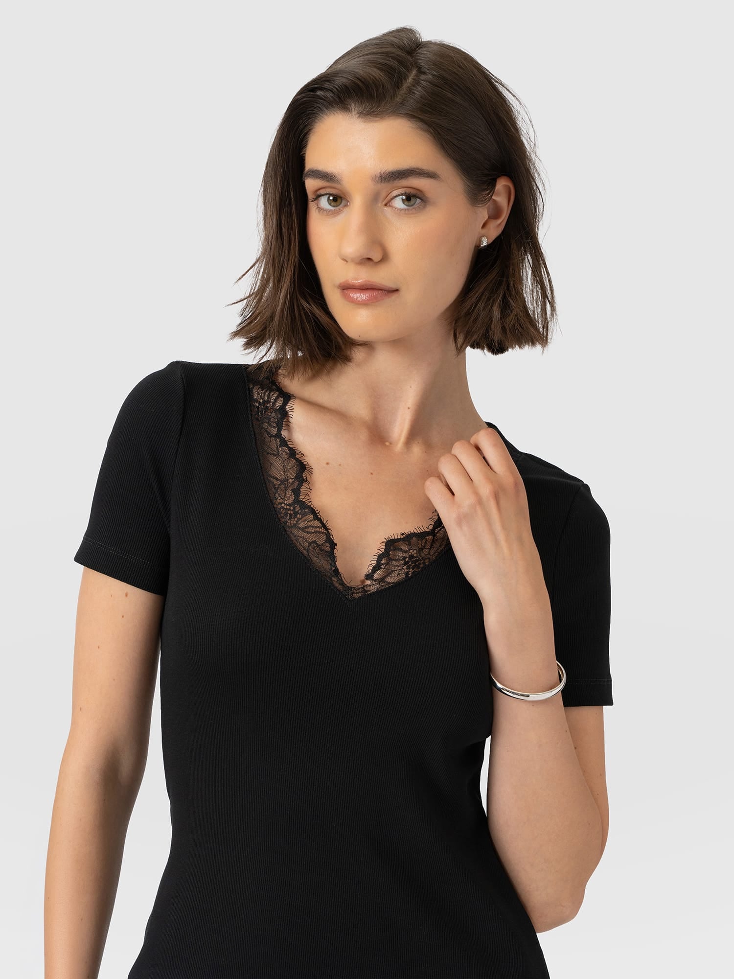 Andie V Neck Dress - Black Lace - Women's Dresses | Saint and Sofia® USA
