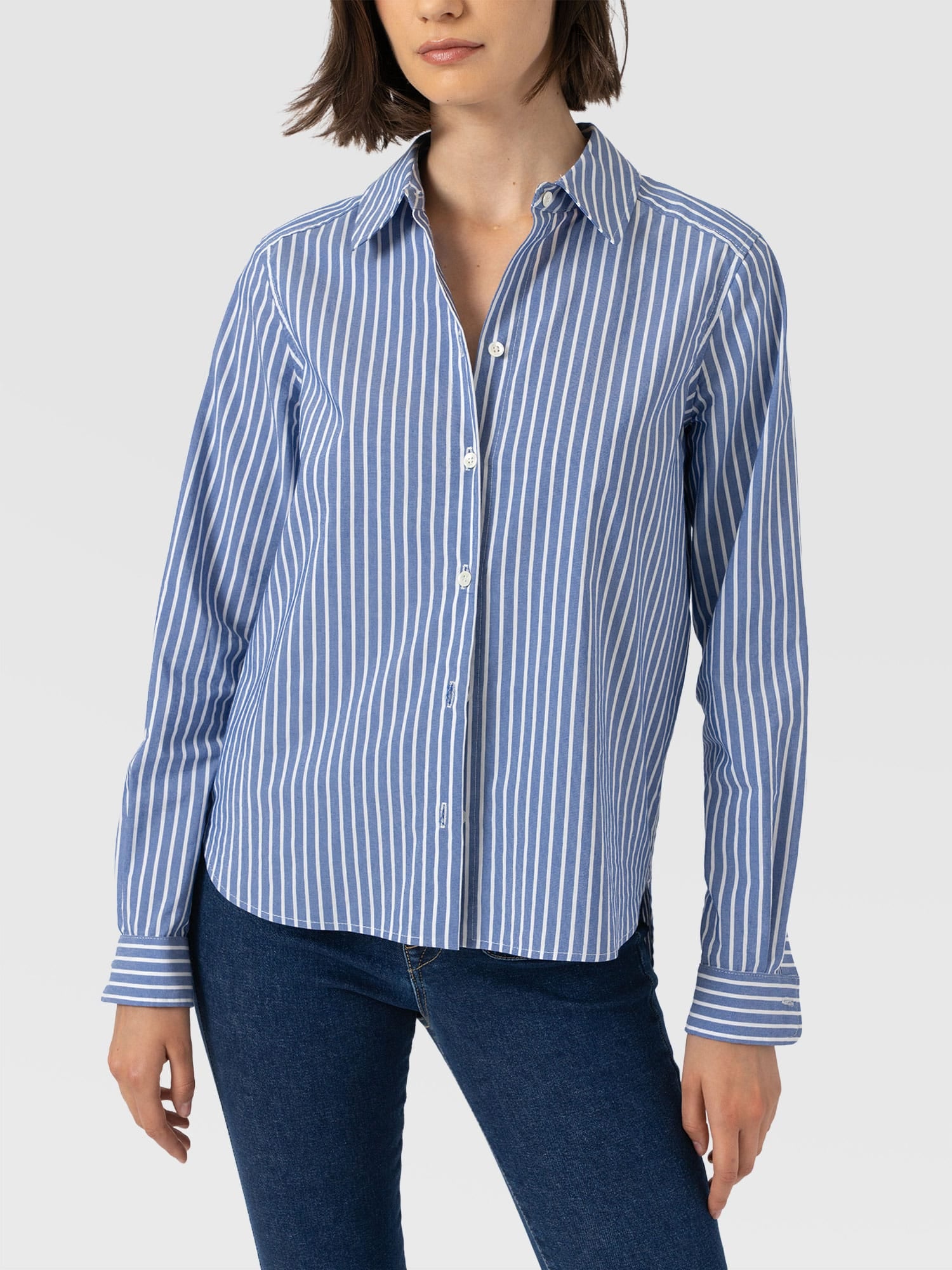 Anneliese Shirt - Blue Stripe - Women's Blouses | Saint and Sofia® USA