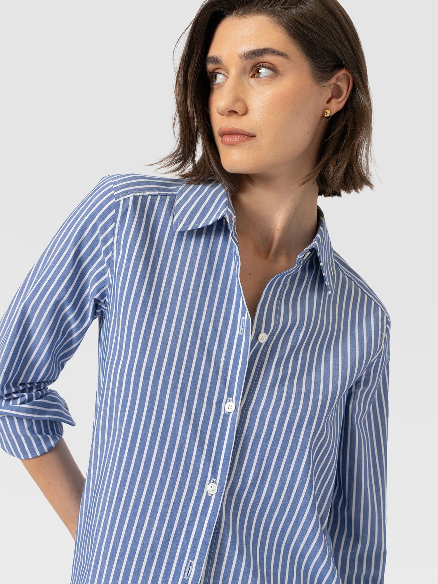 Anneliese Shirt - Blue Stripe - Women's Blouses | Saint and Sofia® USA