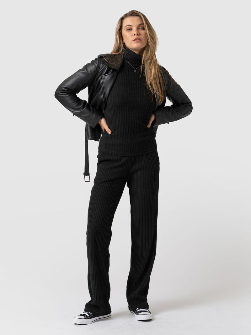 Apartment Pant Black Rib - Women's Pants | Saint + Sofia® USA