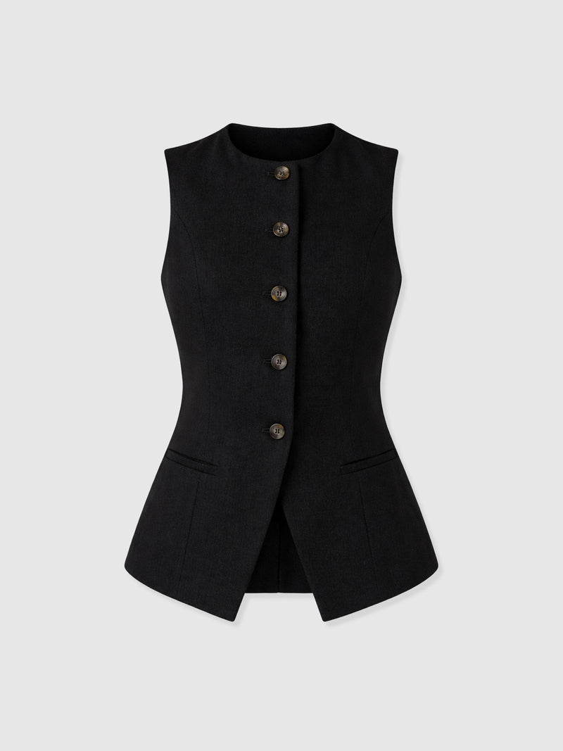 Argent Waistcoat - Black - Women's Jackets | Saint + Sofia® USA