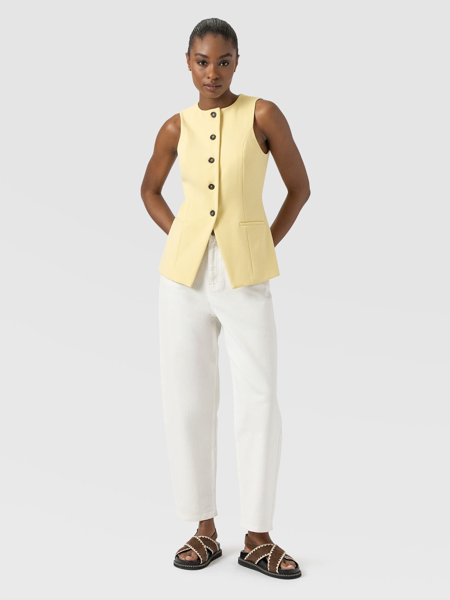 Argent Waistcoat - Butter Yellow - Women's Jackets | Saint + Sofia® USA