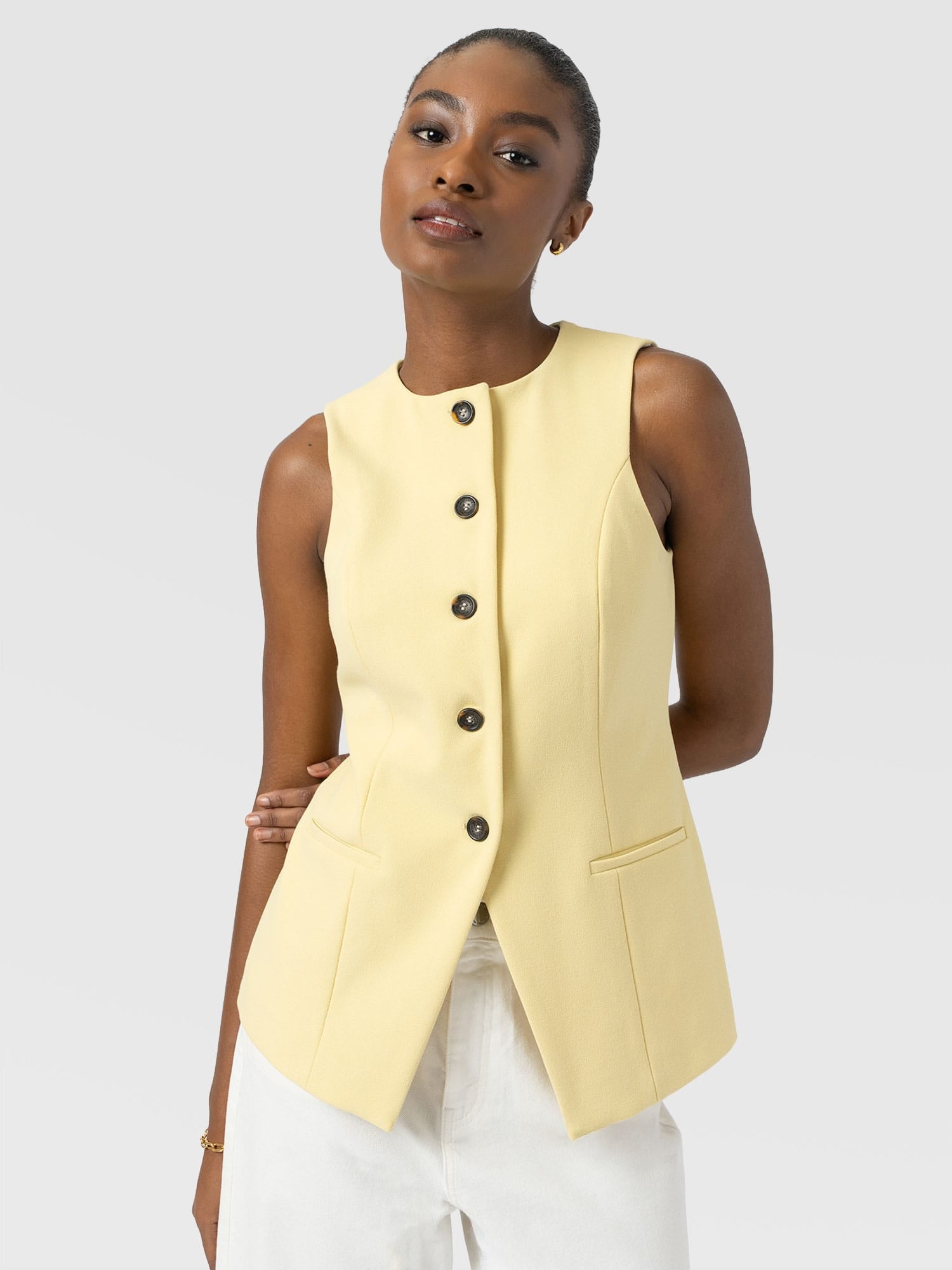 Argent Waistcoat - Butter Yellow - Women's Jackets | Saint + Sofia® USA
