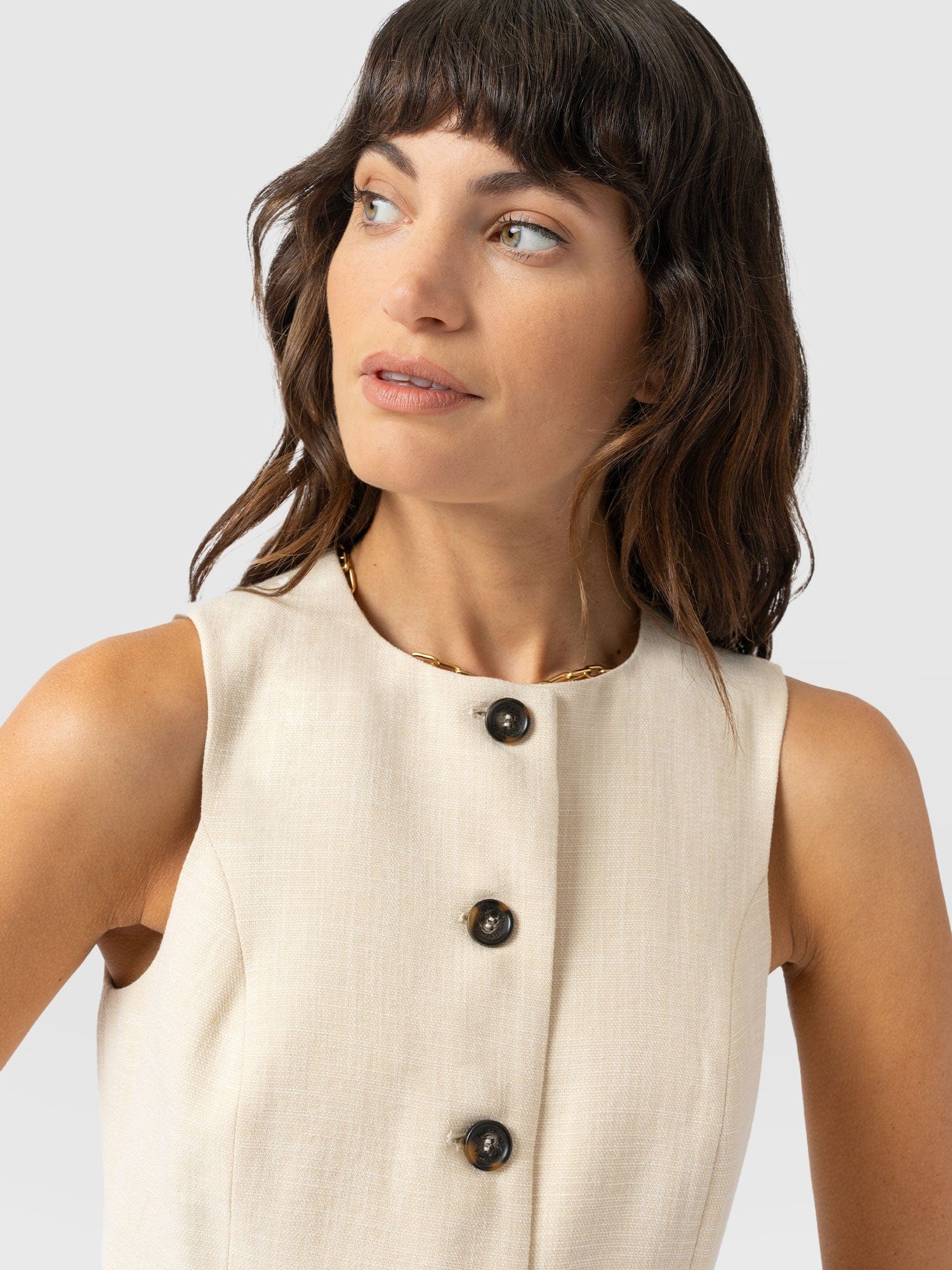 Argent Waistcoat - Cream - Women's Jackets | Saint + Sofia® USA