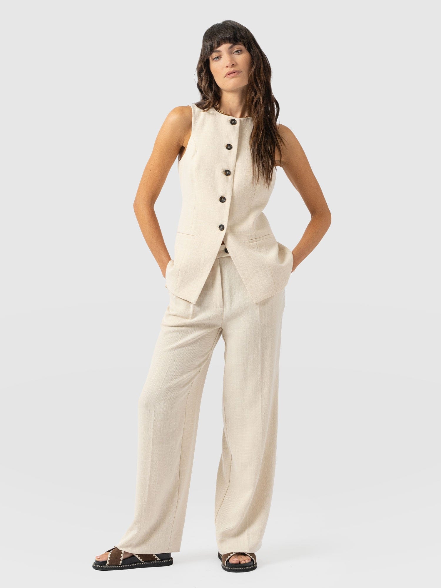 Argent Waistcoat - Cream - Women's Jackets | Saint + Sofia® USA