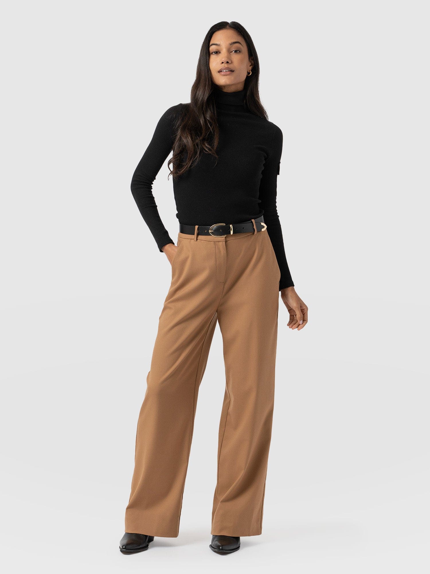 Camel Colour Camel Ladies Trousers Outfit Camel Colored Wide Leg