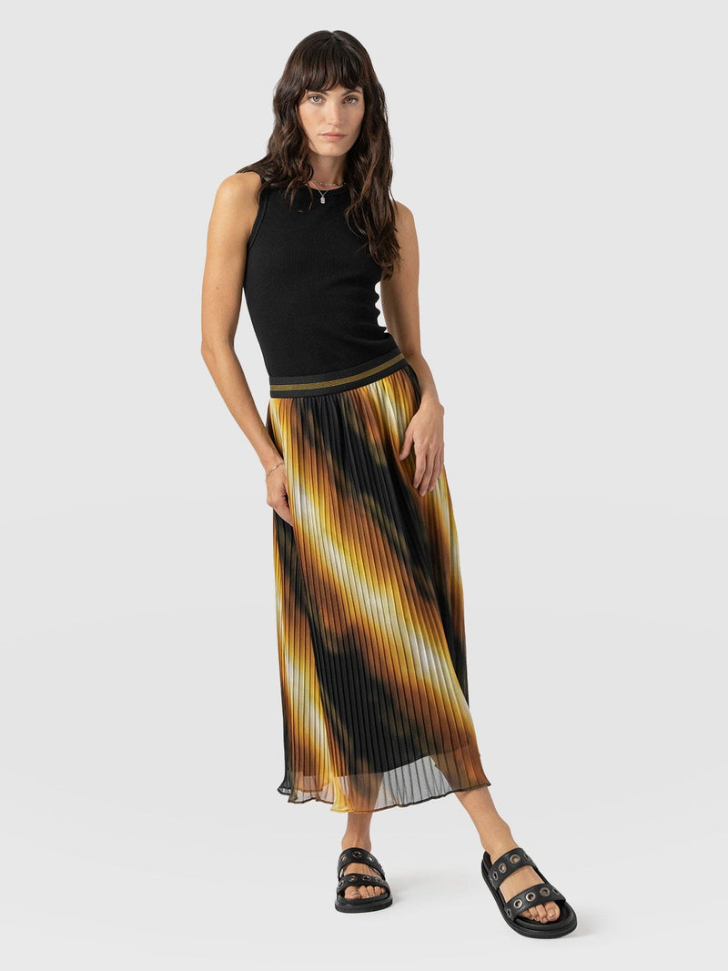 Aria Pleated Skirt - Yellow Gradient - Women's Skirts | Saint + Sofia® USA