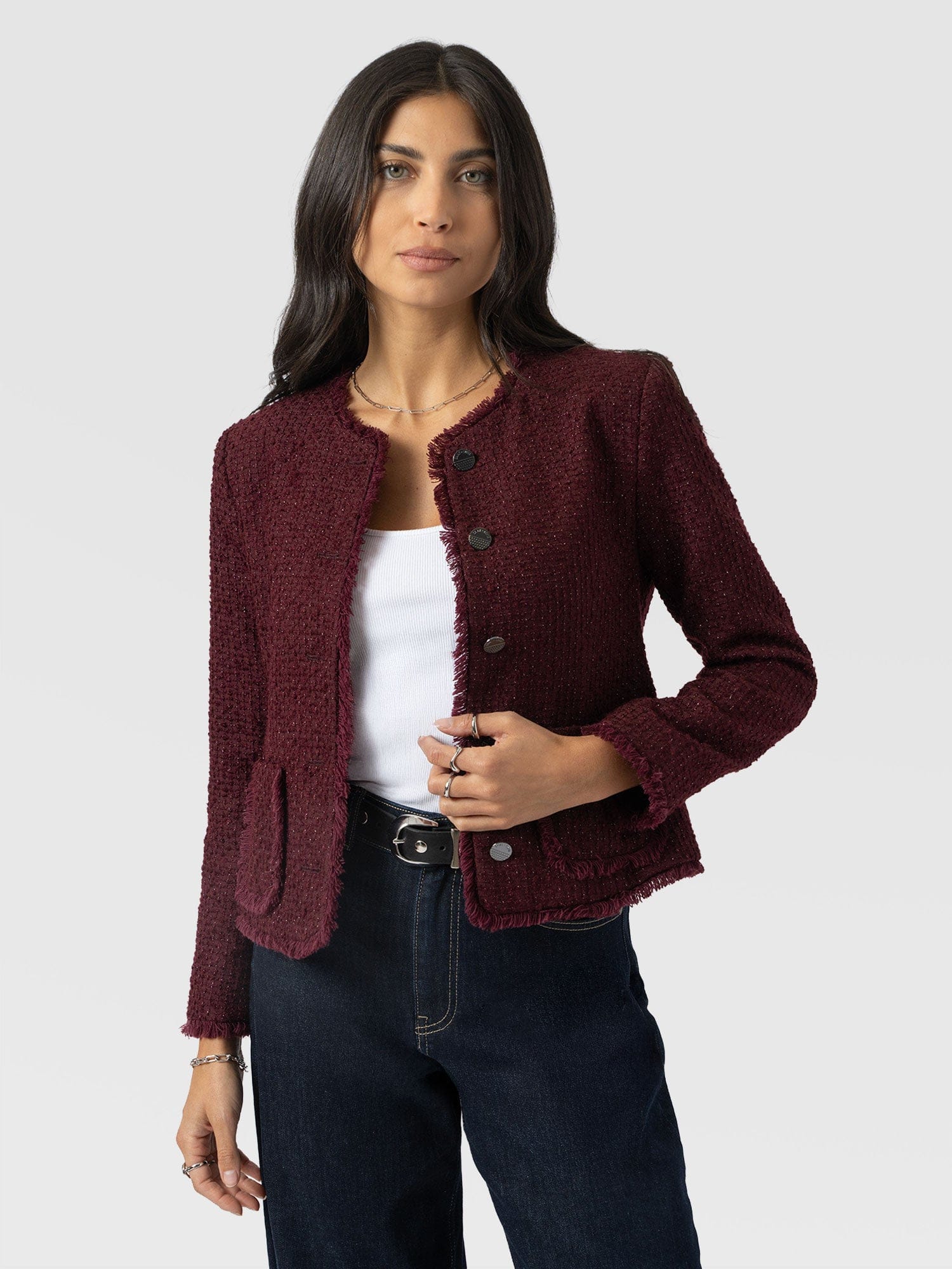 Ashby Jacket Maroon - Women's Jackets | Saint + Sofia® US