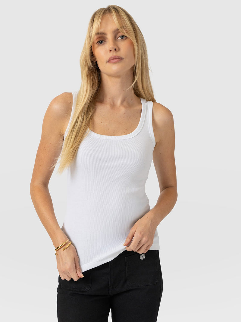 Asher Scoop Neck Vest White - Women's Vests | Saint and Sofia® USA