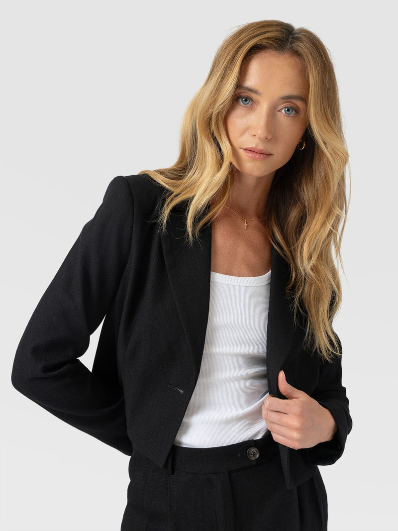 Astrid Cropped Blazer - Black - Women's Jackets | Saint + Sofia® USA