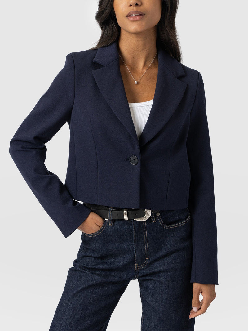 Astrid Crop Blazer Navy - Women's Blazers | Saint + Sofia® US