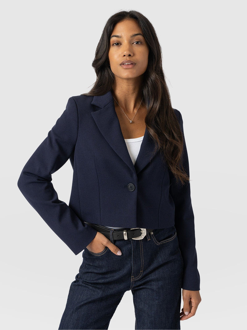 Astrid Crop Blazer Navy - Women's Blazers | Saint + Sofia® US