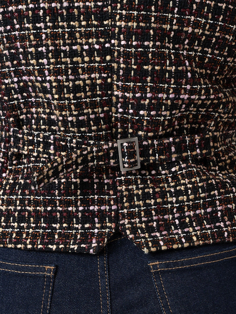Astrid Waistcoat - Black/Burgundy/Gold Boucle - Women's Jackets | Saint + Sofia® USA