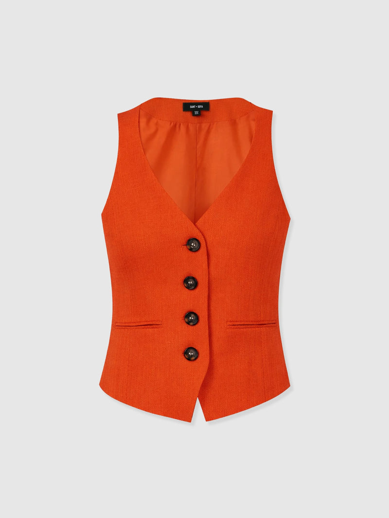 Astrid Waistcoat - Burnt Orange - Women's Jackets | Saint + Sofia® USA