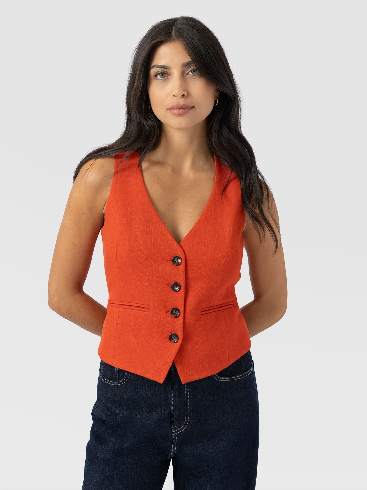 Astrid Waistcoat - Burnt Orange - Women's Jackets | Saint + Sofia® USA