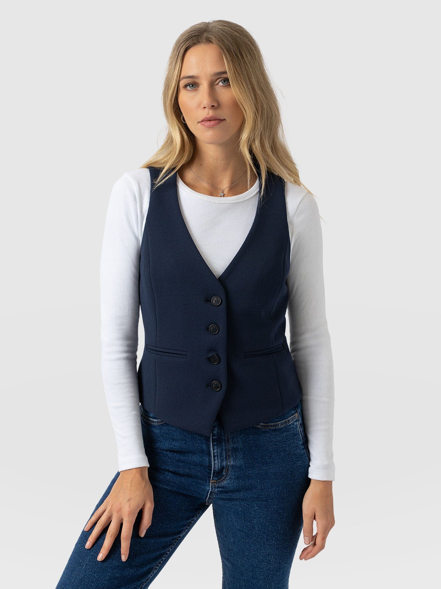 Jaclyn Waistcoat by Saint Tropez - Ecru main image 1