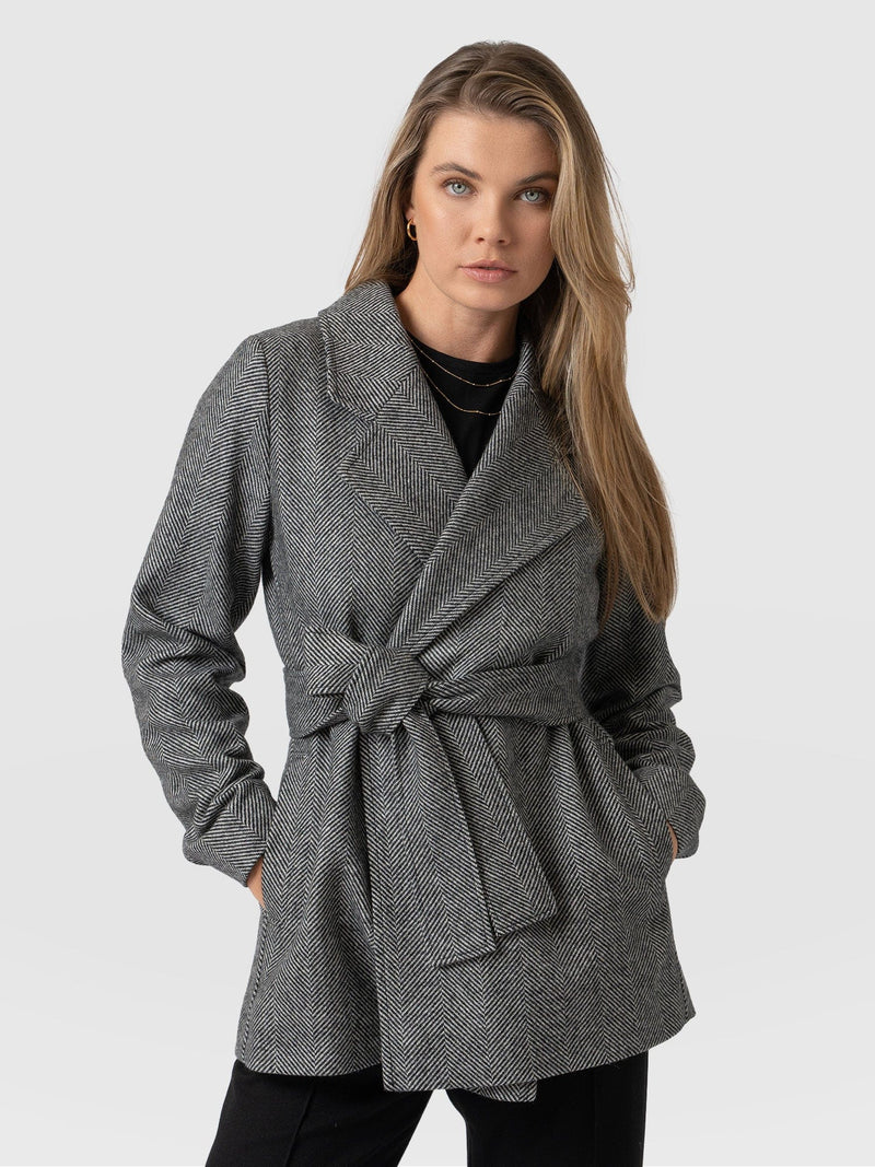Audrey Wrap Coat Chevron - Women's Coats | Saint + Sofia® USA