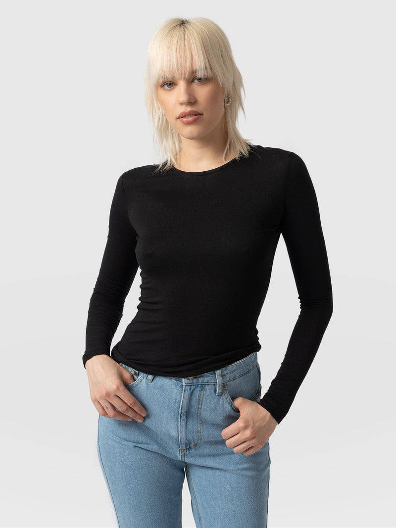 Austen Crew Neck Tee Black - Women's T-Shirts | Saint + Sofia® USA