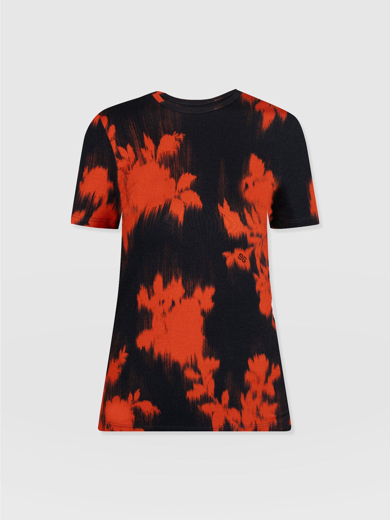 Austen Crew Neck Tee Short Sleeve - Orange Fade Floral - Women's T-shirts | Saint + Sofia® USA