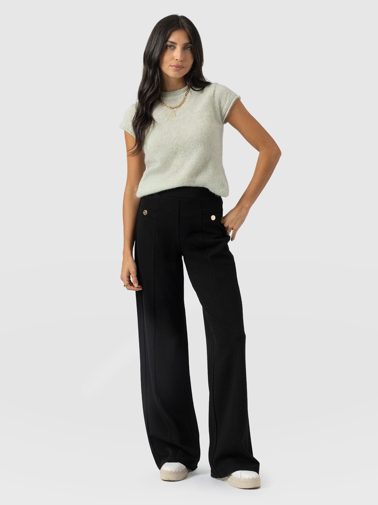Averie Wide Leg Pant - Black Molten - Women's Pants | Saint and Sofia® USA
