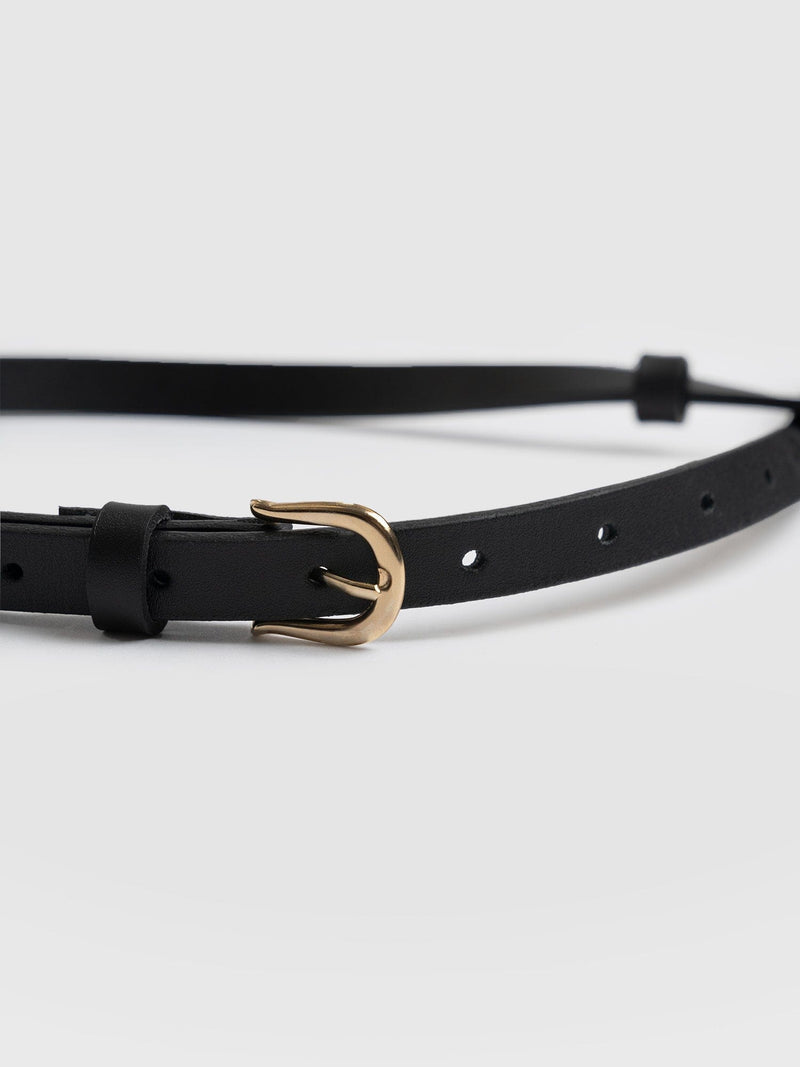 Axel Double Skinny Belt Black - Leather Belts | Saint + Sofia® USA