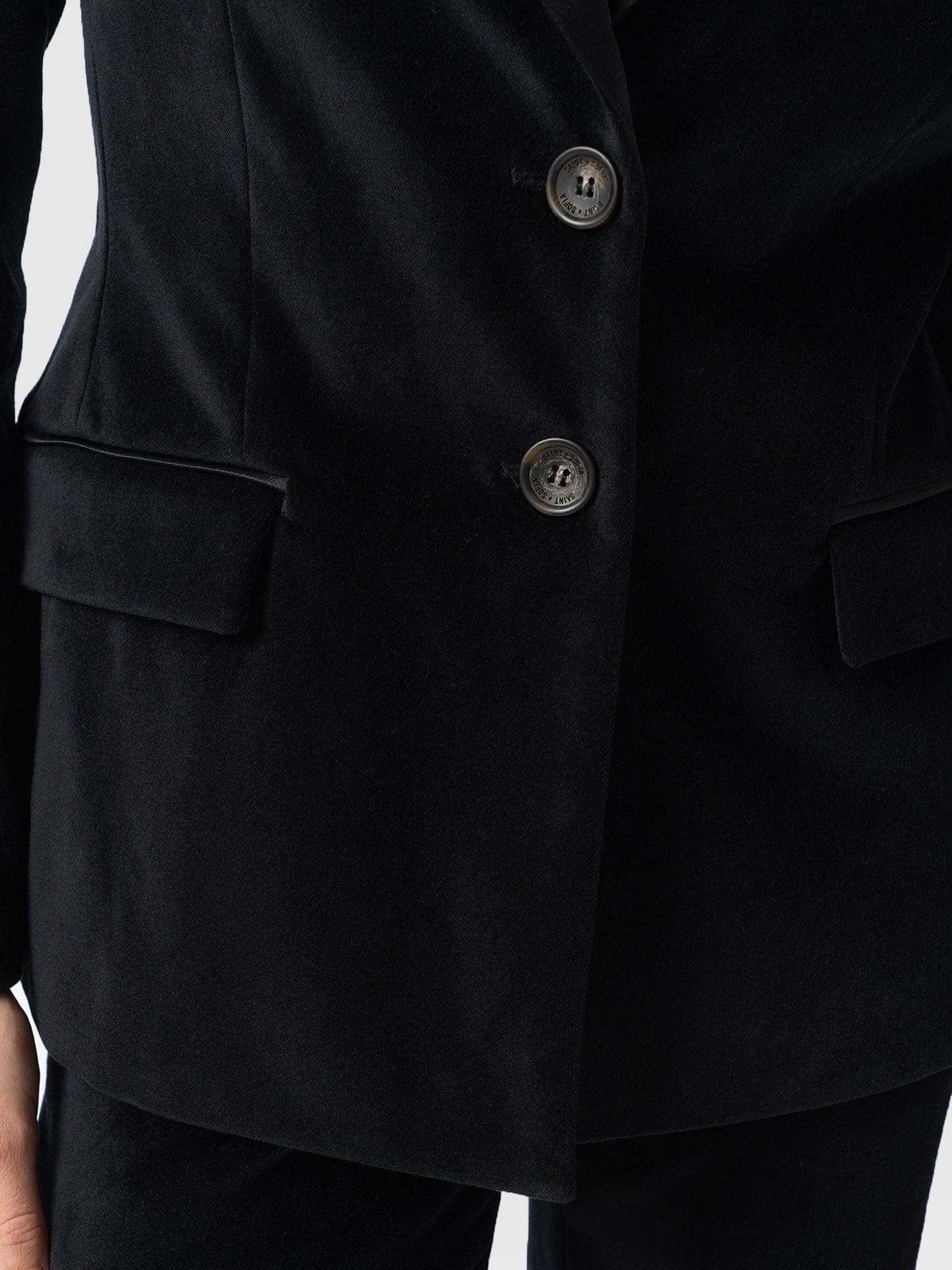 Axel Single Breasted Blazer - Black Velvet - Women's Jackets | Saint + Sofia® USA