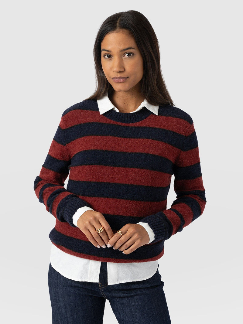 Azura Knit Jumper - Red/Navy - Women's Sweaters | Saint + Sofia® USA