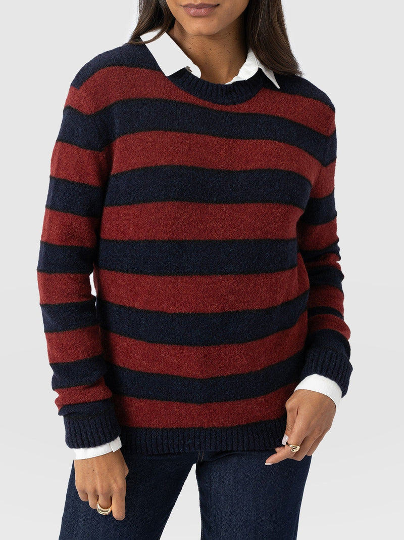 Azura Knit Jumper - Red/Navy - Women's Sweaters | Saint + Sofia® USA
