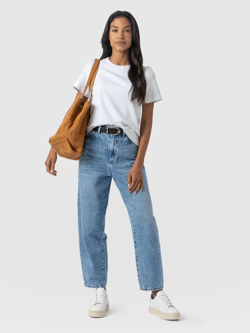 Barrel Leg Jean - Light Blue - Women's Denims | Saint + Sofia® USA