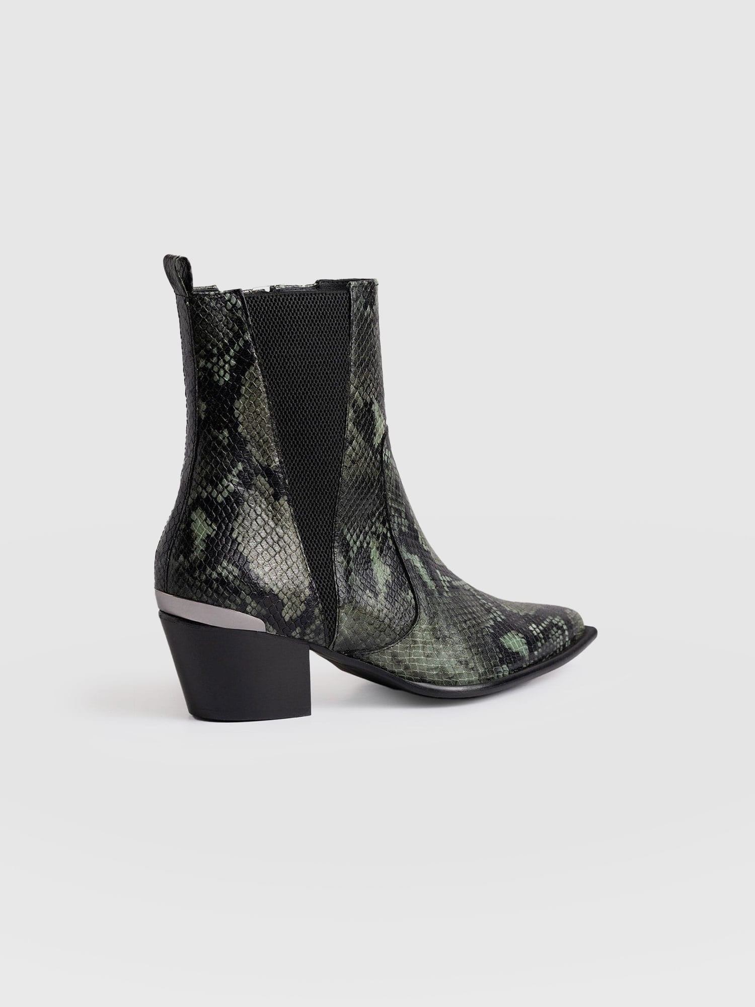 Billie Snake Boot Green - Women's Leather Boots | Saint + Sofia® US