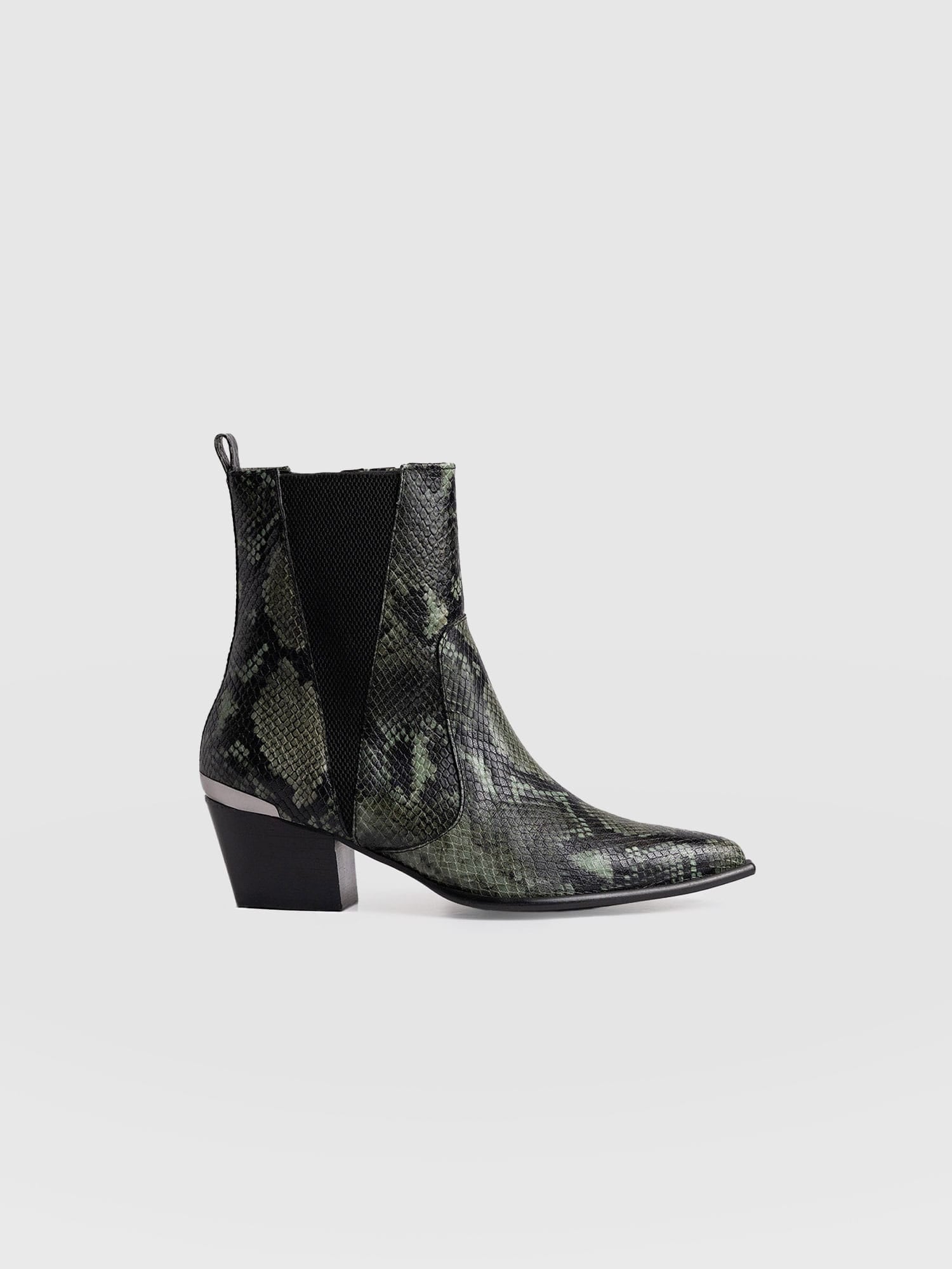 Billie Snake Boot Green - Women's Leather Boots | Saint + Sofia® US