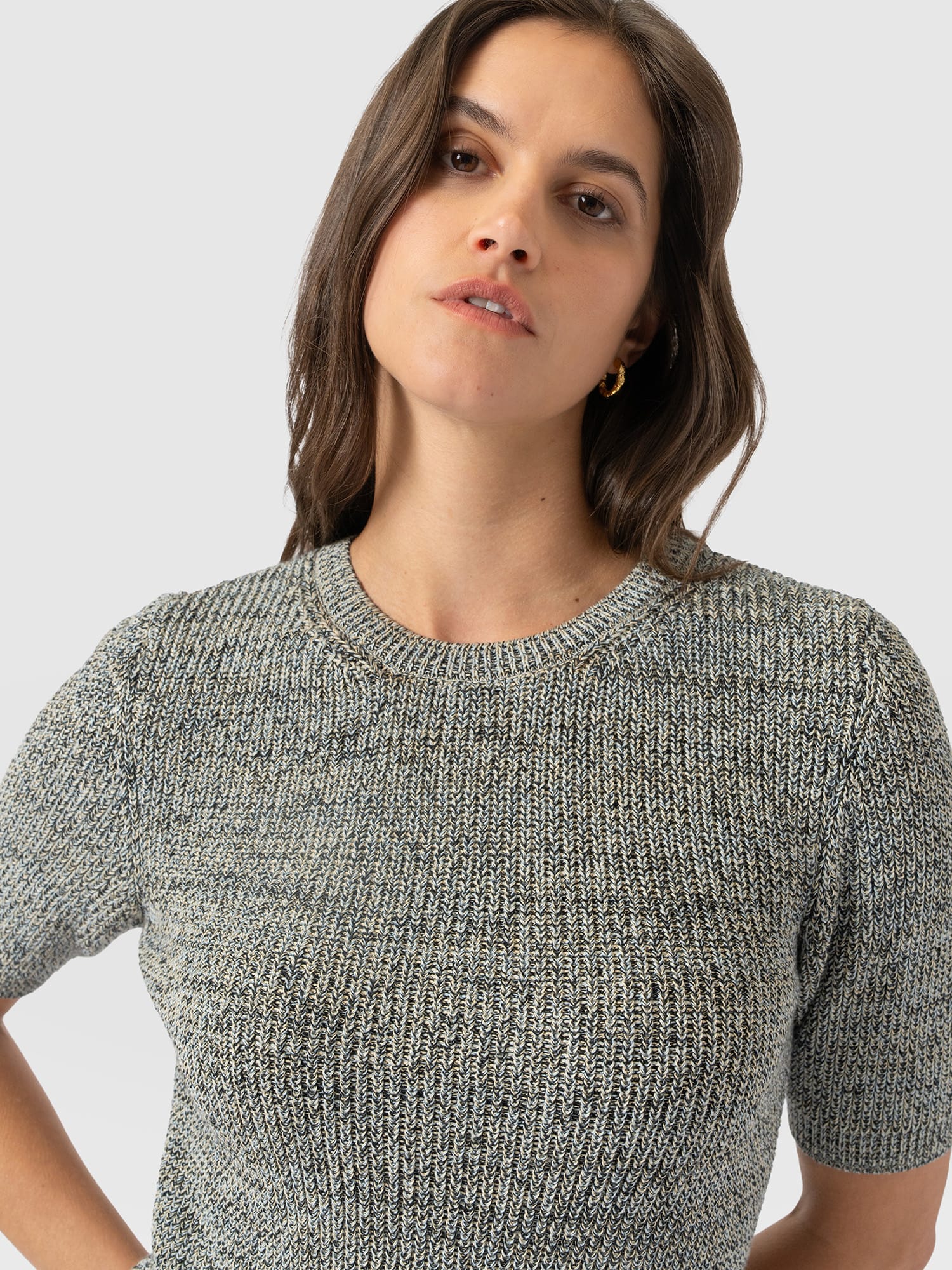 Blair Knit Tee - Black/Blue/Yellow - Women's Sweaters | Saint and Sofia® USA
