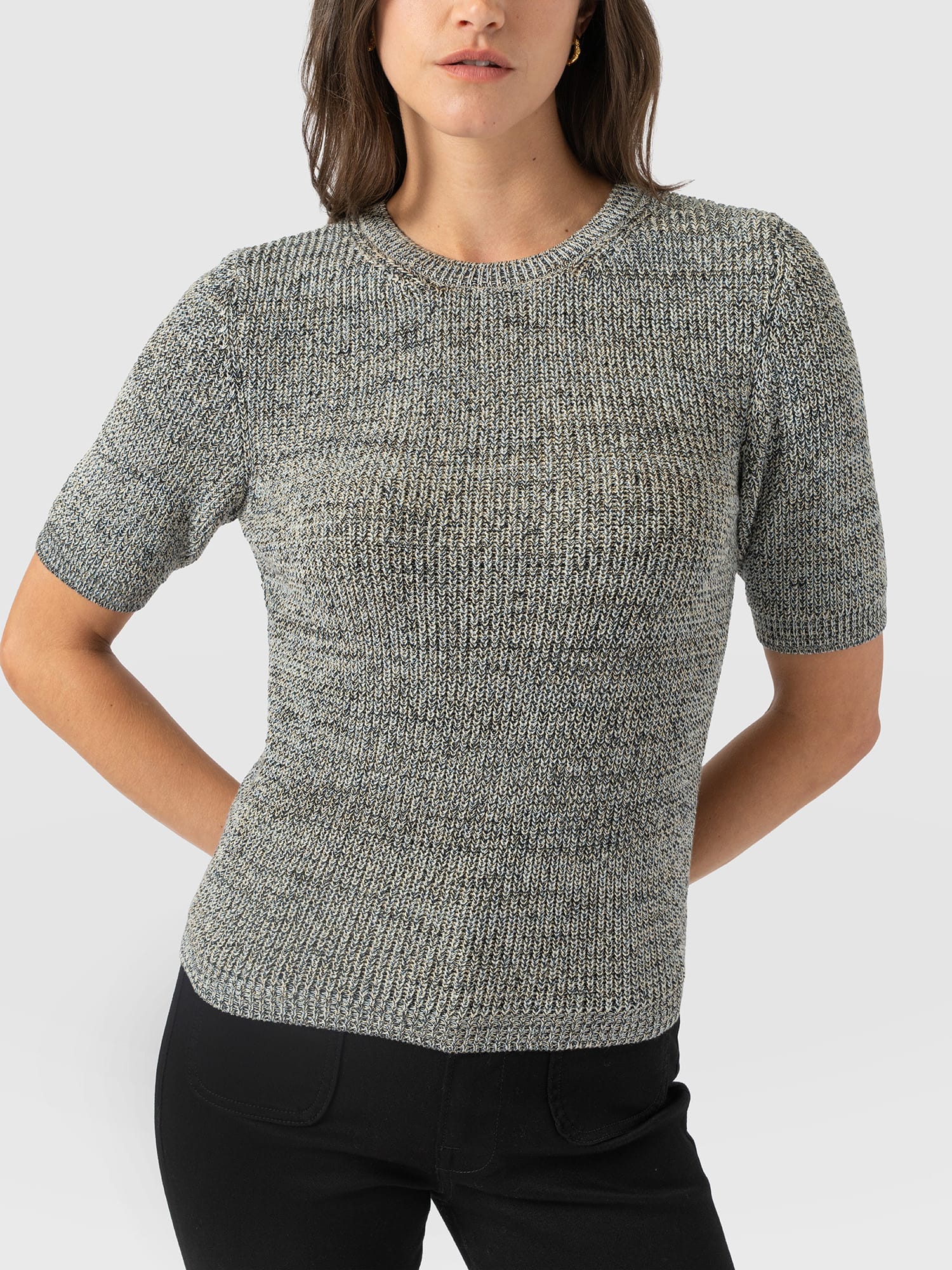 Blair Knit Tee - Black/Blue/Yellow - Women's Sweaters | Saint and Sofia® USA