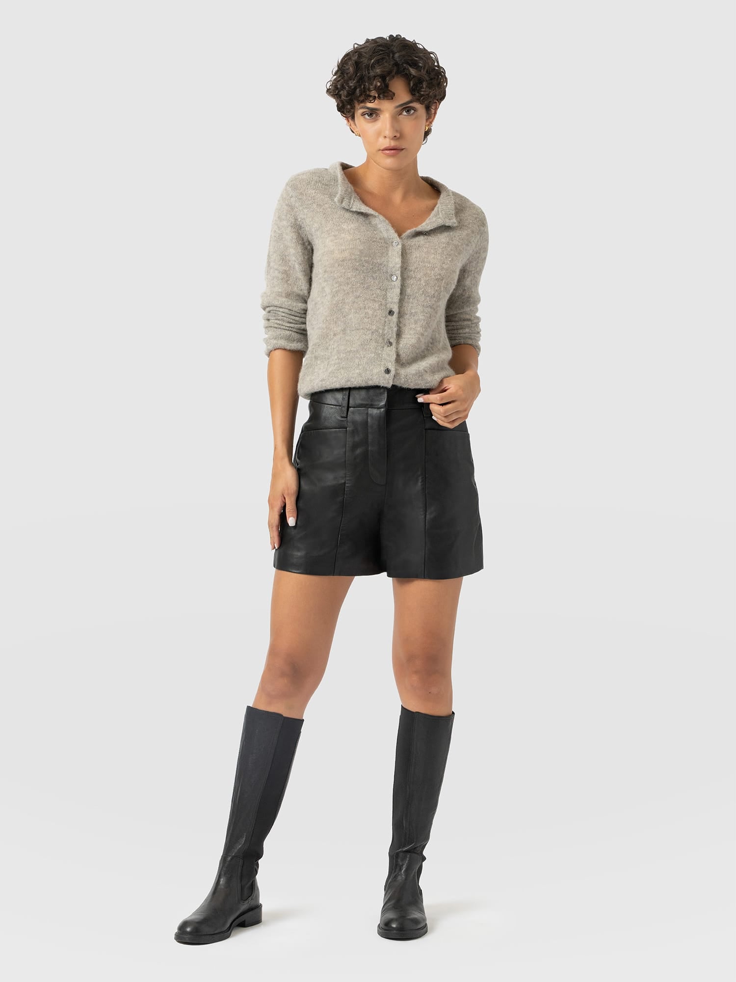 Bonham Leather Short Black - Women's Shorts | Saint and Sofia® USA