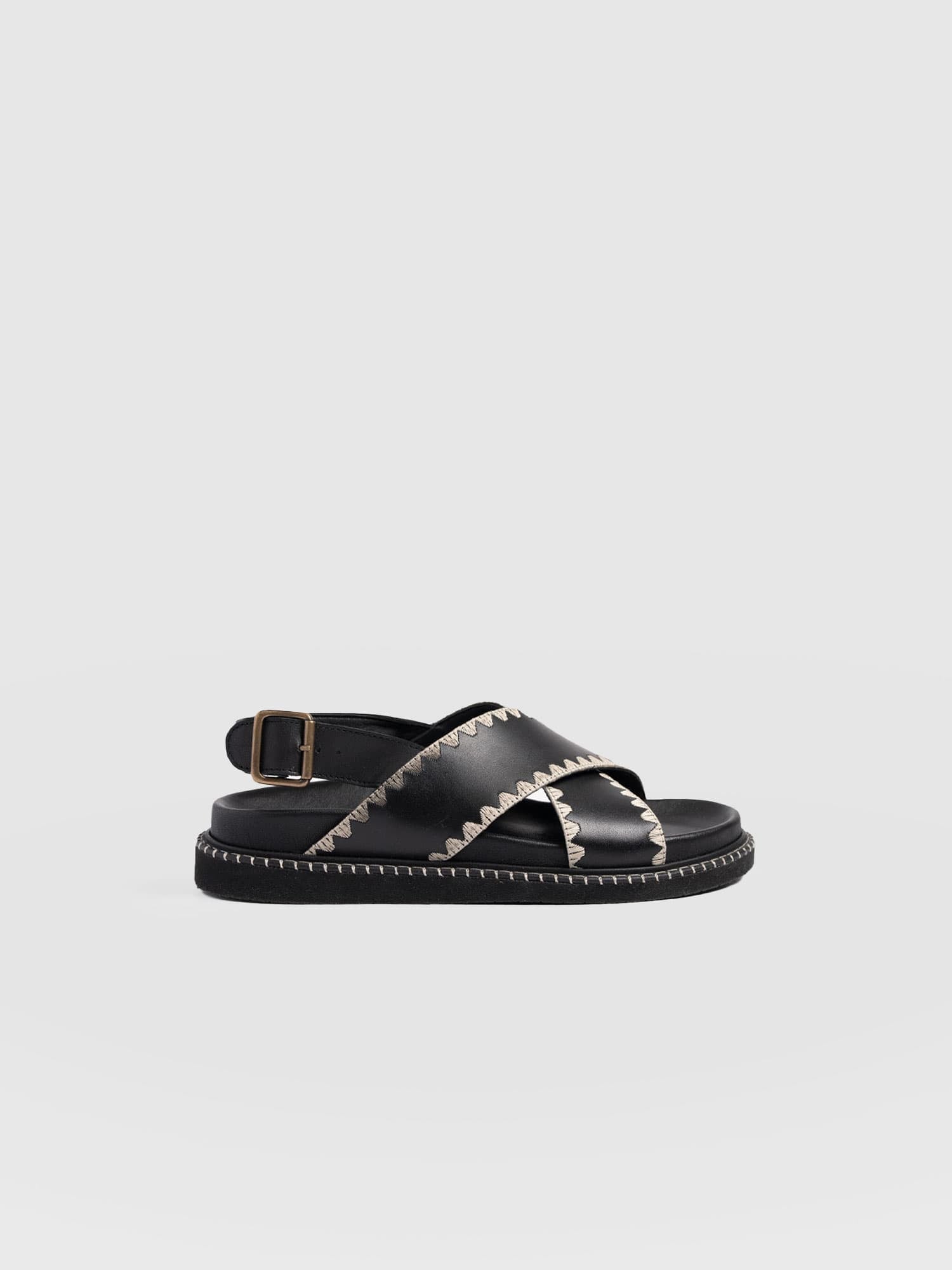 Bonnie Cross Over Sandals - Black - Women's Shoes | Saint + Sofia® USA