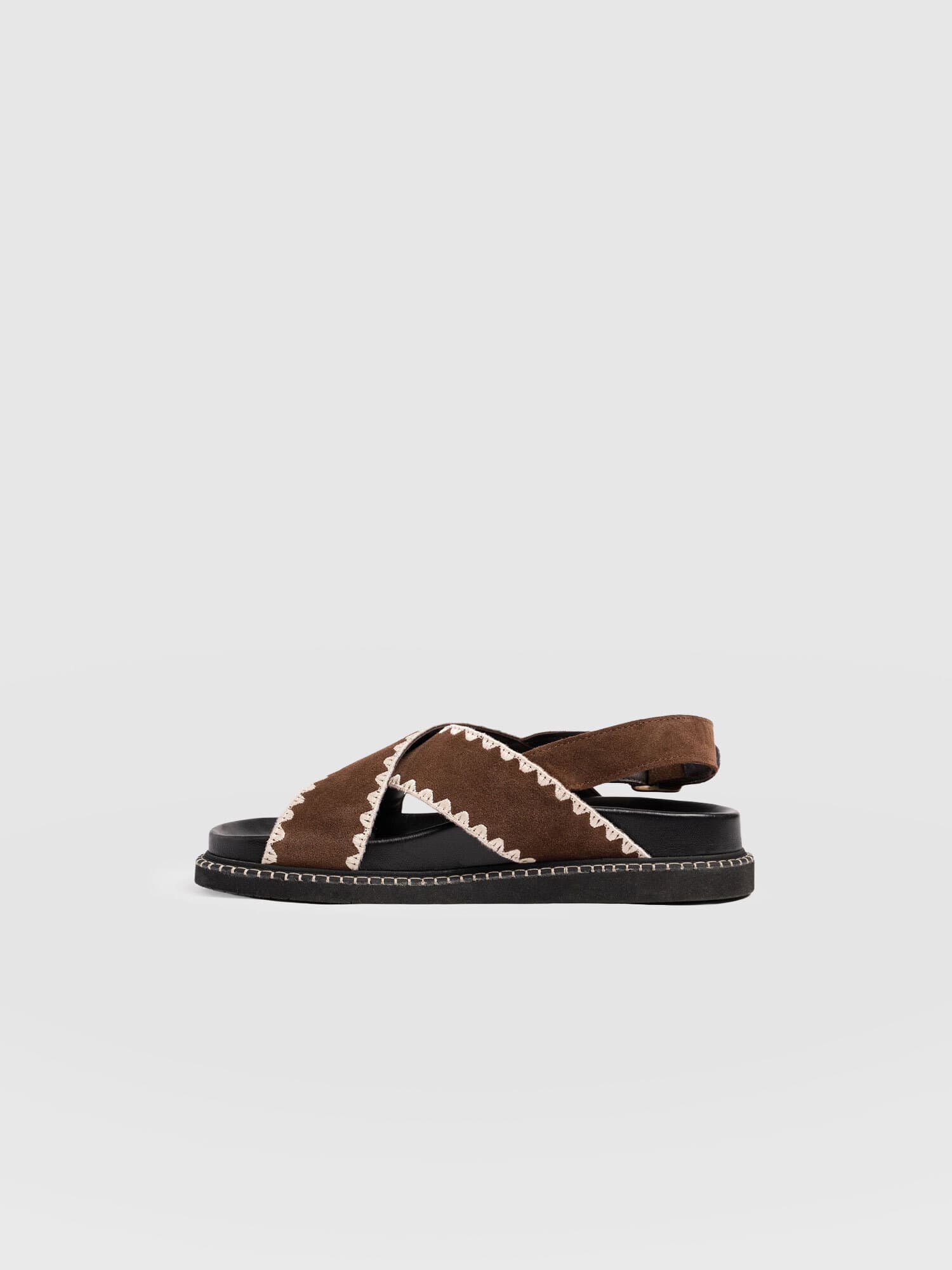 Bonnie Cross Over Sandals - Chocolate Suede - Women's Shoes | Saint + Sofia® USA