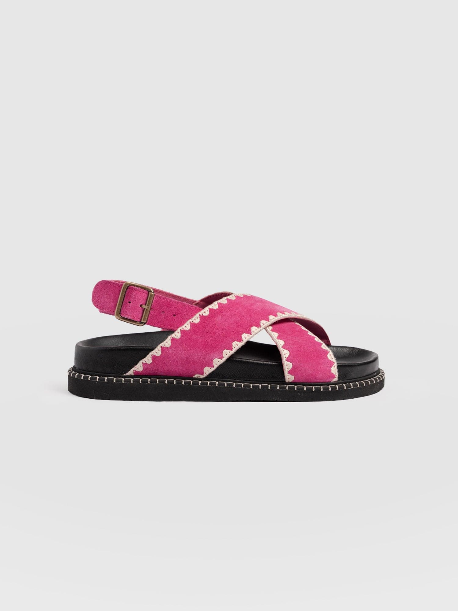 Bonnie Cross Over Sandals - Pink Suede - Women's Shoes | Saint + Sofia® USA